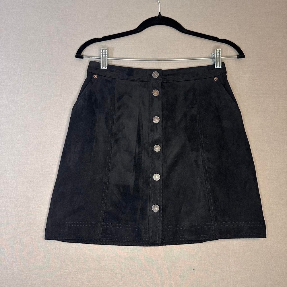 Abercrombie and Fitch black suede mini button-front. adorable!